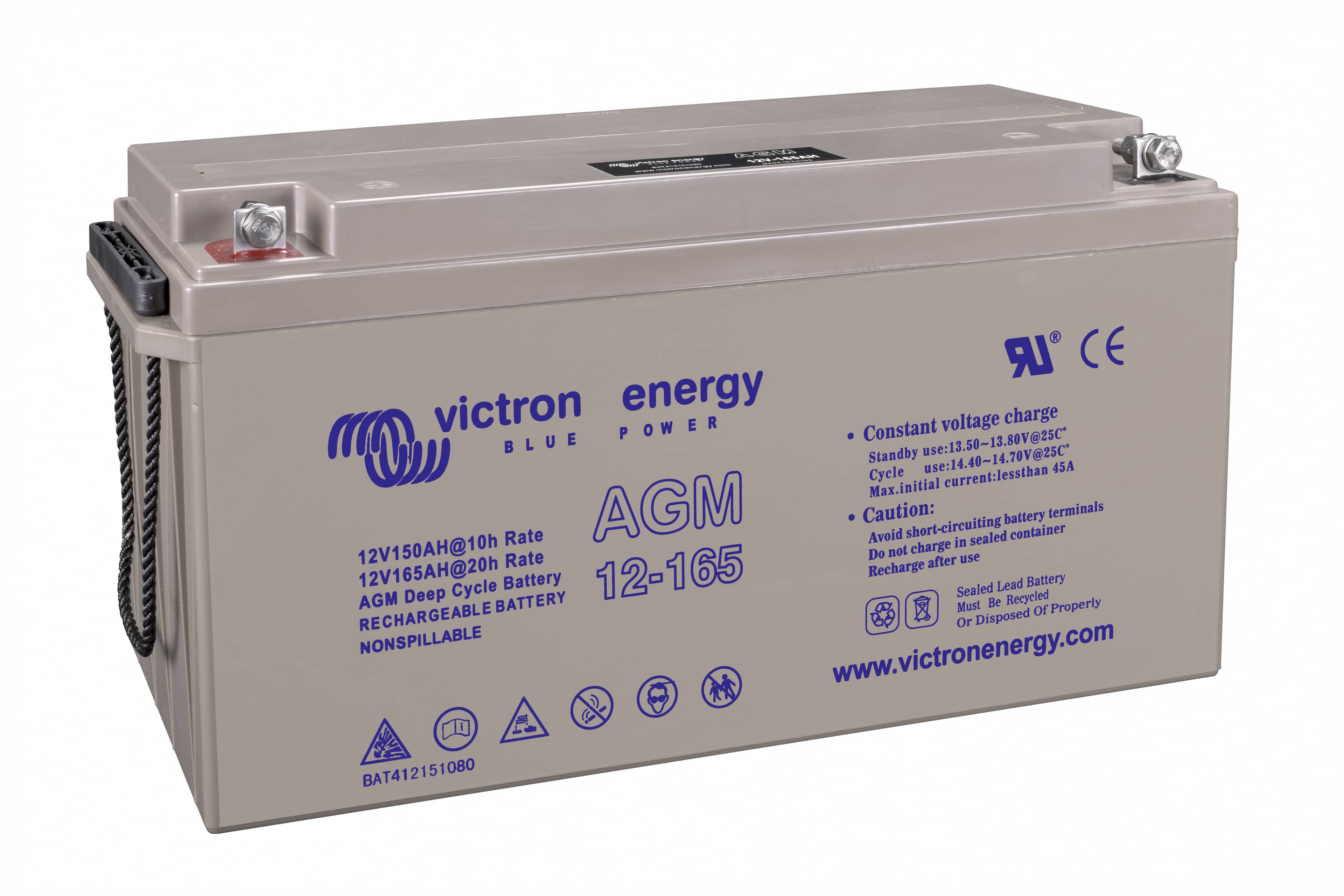 12V 165Ah AGM Deep Cycle Battery (right) thumbnail