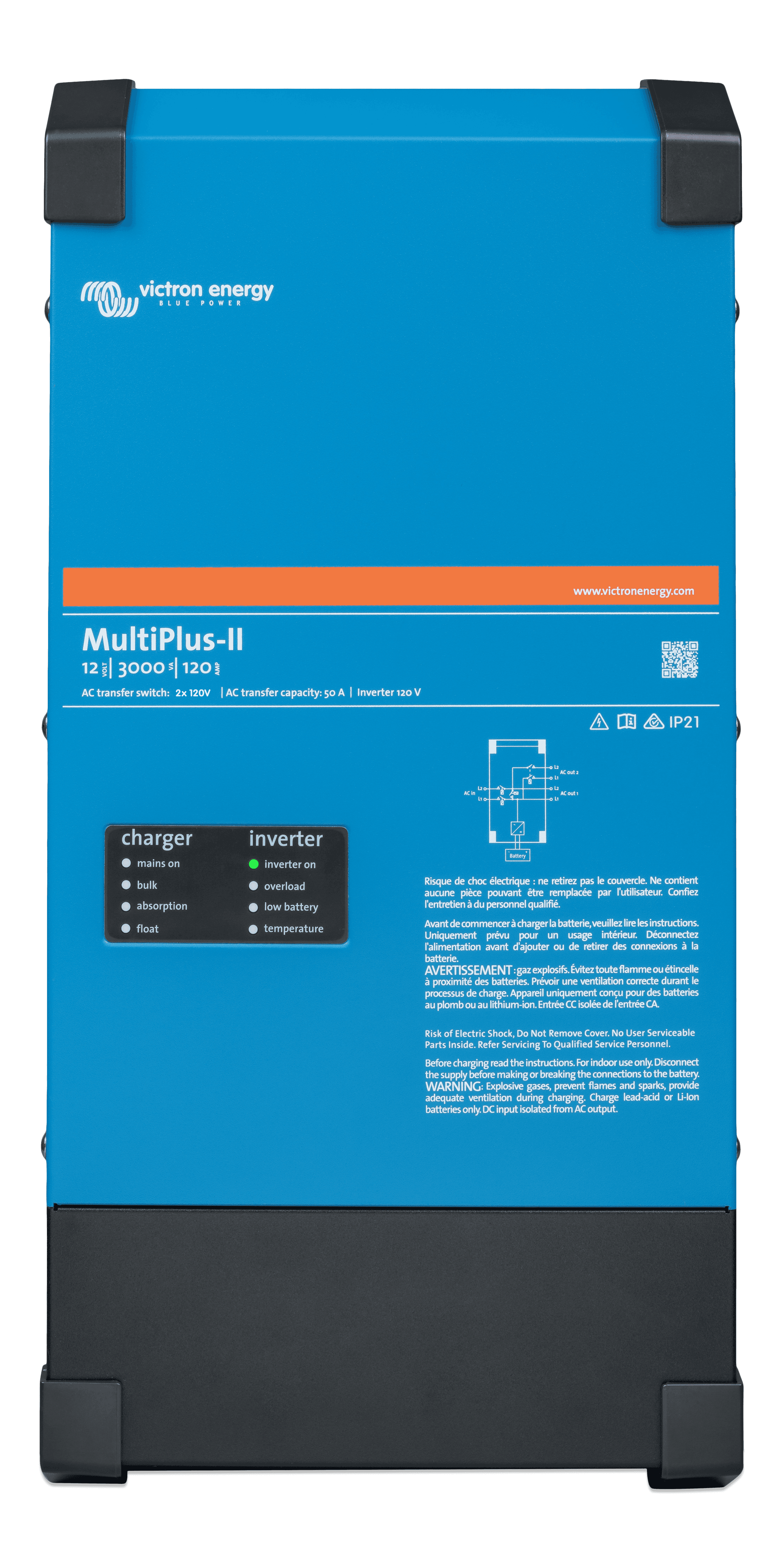 MultiPlus-II 12V 3kVA 120-50 2x120V (front) thumbnail